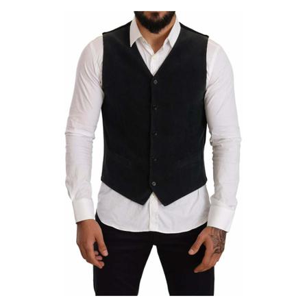 Dolce & Gabbana Single Breasted Waistcoat Sort, Herre Vest, Størrelse: M
