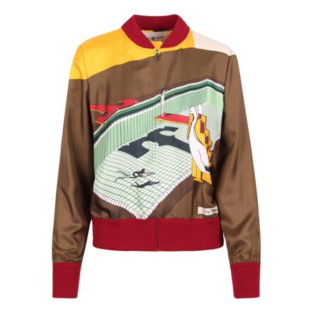 Tory Burch, Graphic Print Bomber Jacket Groen, Dames, Maat:S