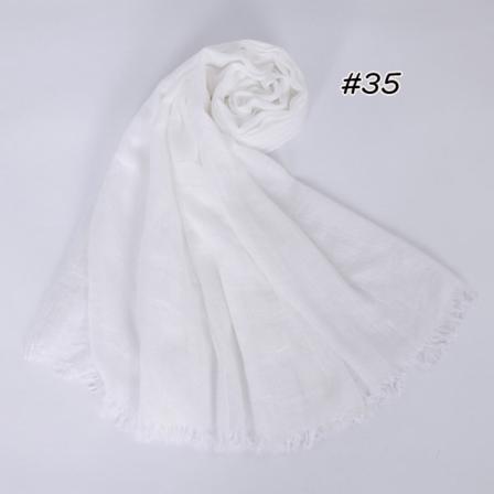Skjerf for kvinner 2022 Bomull Lin Ensfarge Tr Bomull Koreansk stil 35# White 190cm