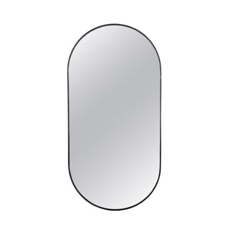 Soikea seinäpeili, musta alumiinirunko, 60x120 cm