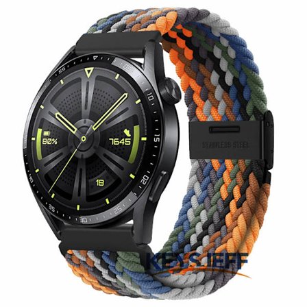 22mm nylon kompatibel med Galaxy Watch 3 45mm/ Watch 46mm, Gear S3 Frontier/Classic , Huawei Watch GT 3 46mm flätat band