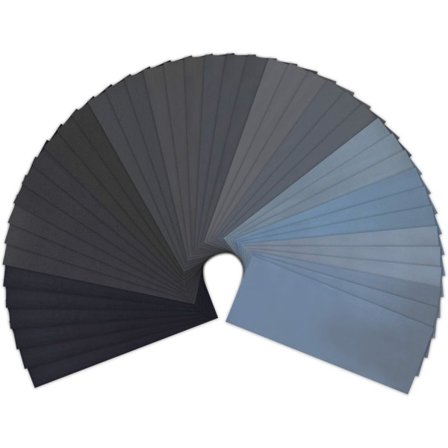 Set med 42 sandpapper, slippapper 23 x 9,3 cm torrt vått 120/220/32