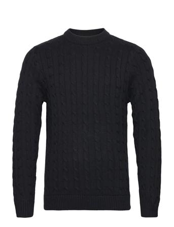 Slhryan Structure Crew Neck Tops Knitwear Round Necks Black Selected Homme