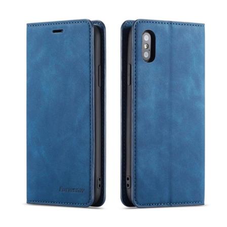 iPhone XS FORWENW pehmeä synteetti nahkainen lompakko suojakotelo - Sininen Blue