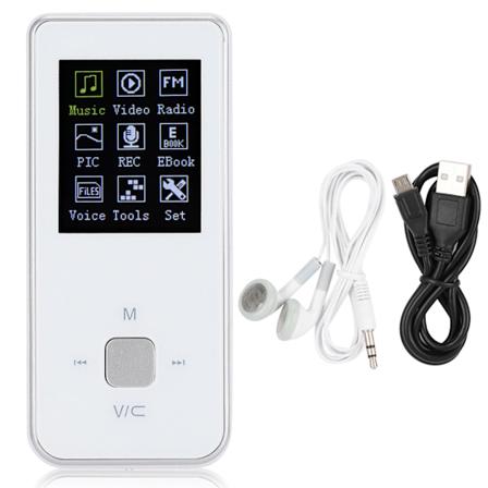 Speiloverflate Ultrathin 1,8 tommers fargeskjerm MP3 musikkspiller Mini Plug-kort Video MP4 Hvit