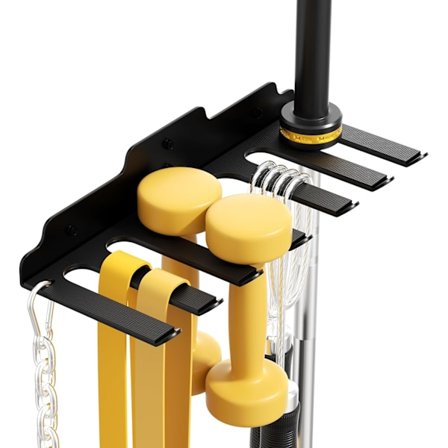 Olympisk Skivstångshängare, Väggfäste för Skivstång i Garagegym, Vertikalt Skivstångsställ, Svart Pulverlackerad - Svart 7 Krokar