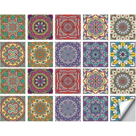 20 st - Kakeldekaler Marockansk vägg självhäftande stänkskydd DIY-plattor för kök, vardagsrum, badrum 20*20 cm_yu