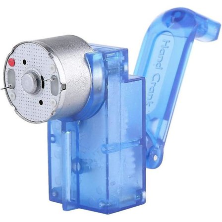 Mini Håndsveiv Elektrisk Generator DC Nødstrømforsyning Manuell Dynamo Strøm Med Blått Gjennomsiktig Akryl Etui