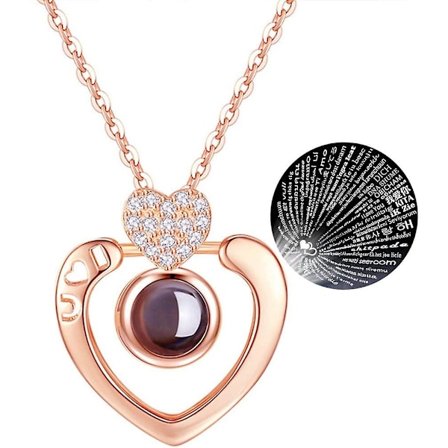 Halsband som säger "Jag älskar dig" på 100 språk Projektionshänge Halsband som