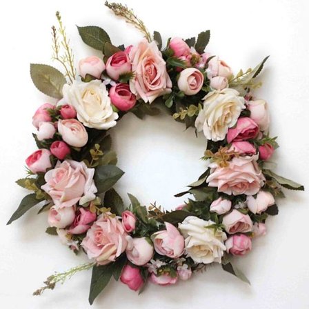 Dørkrans Vægkrans, Håndlavet Kunstig Blomsterdekoration til Hjem, Fest, Dør, Bryllup - Blå