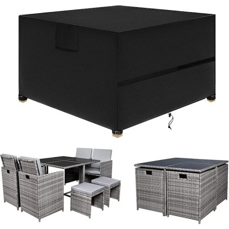 Cube Trädgårdsmöbelöverdrag, 160X160X80cm Fyrkantigt Bordöverdrag Vattentätt med Luftventil, UV-skydd