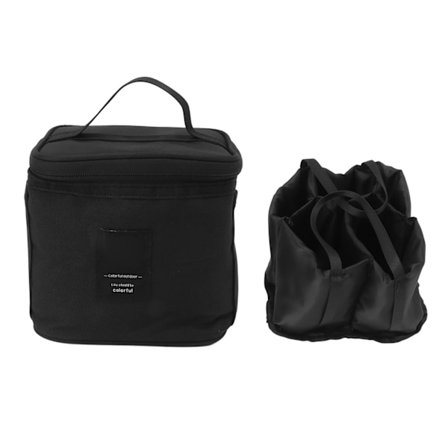 Bærbar Oxford-klud Krydderiflaske Bæretaske med Aftagelig Rumdeler til BBQ Picnic Camping Sort