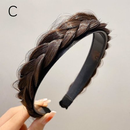 Lazy Wig Twist Hårband för Kvinnor Breda Fiskbensflätor Hårband Handgjorda Retro[YJD]