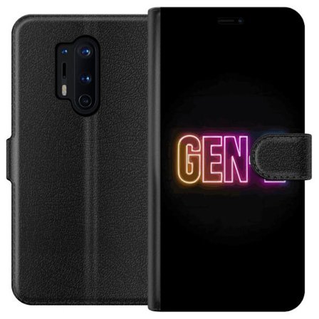 Yhteensopiva Lompakkokotelo OnePlus OnePlus 8 Pro Neontext Gen Z värikkäässä valossa tummaa taustaa vasten modernissa digitaalisessa tyyliissä