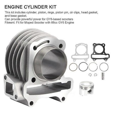 Motor Cylinder Genopbygningssæt m/Stempelringstift Pakning Knallert Scooter Passer til GY6 80CC