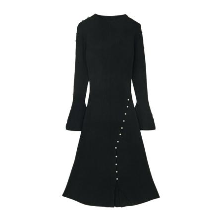 Silvian Heach, Ribbed midi dress with beads Czarny, Kobieta, Rozmiar: S