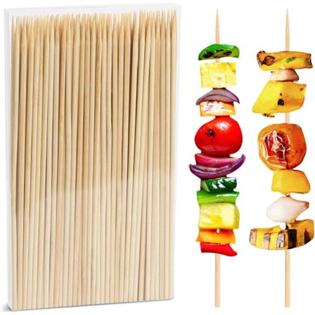 Bambusspyd til BBQ Kebab - Kødpinde til Grillning - Lange Træspyd til Mad - kraft spyd (Fin Æske - 1000 Pakke - Stang)