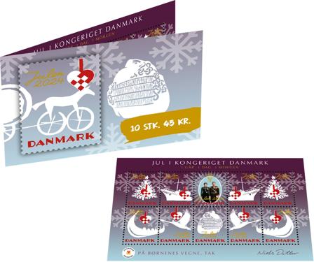 Danmark - julmärker 2024 - julmärkehæfte med 10 mærker