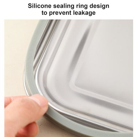 Dubbelskiktad rostfri stål Bento Lunch Box, läckagesäkra matbehållare med säker spärr Metall Lunch Box för barn och vuxna[Dubbelskiktad]