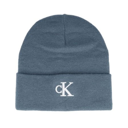 Calvin Klein - Blå cuff Beanie - Monogram Embro Beanie China Blue Cuff @ Hatstore