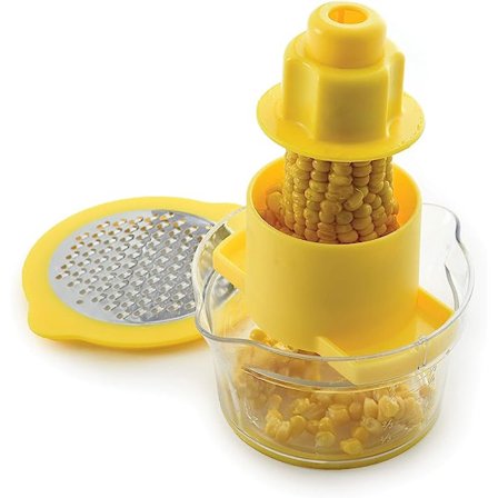 Majsskærer/Rivejern med skridsikker opsamlingsbase, One Size, Gul