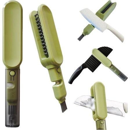 Knivbladbørste med langt håndtak og lokk Integrert knivsliper og børste for rengjøring av sprekker, dobbeltsidig børste for kjøkkenknivblad