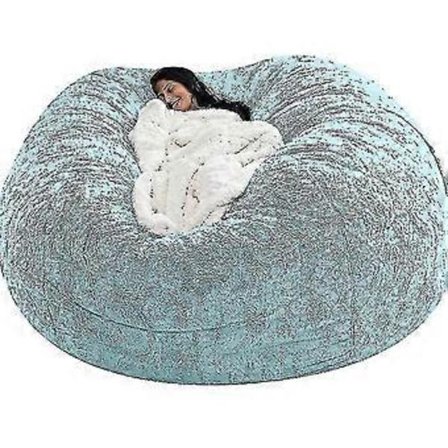 Lat soffa Sittpuff Konstgjord päls Sittpuff Bönpåse Soffa (135cm*65cm himmelsblå)