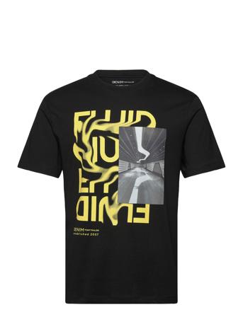 Relaxed Printed T-Shirt T-shirts Short-sleeved Svart Tom Tailor*Betinget Tilbud