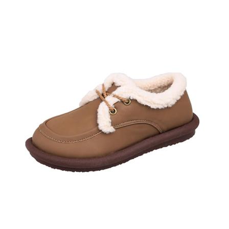 Kvinnor Snörning Snö Casual Skor Vinter Varm Komfort Läder Sko