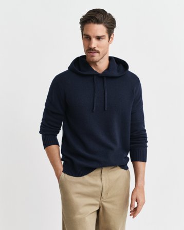 GANT Herren Hoodie mit Kaschmiranteil (M) Marineblau