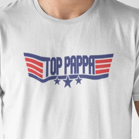 Top Pappa vit t-shirt med coolt tryck fram
