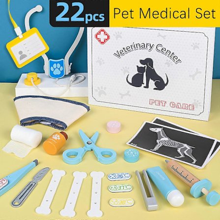 22 Delar Leksaker Trä Läkarkit, Låtsaslek Läkare Leksaker Kit Veterinär Rollspel Set Leksaker Låtsasleksaker för flickor