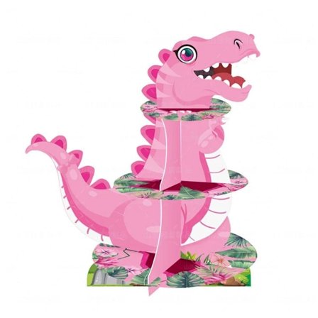 3-vånings Tårtställ med Tecknad Dinosaurie för Kalas, Dessert, Muffins