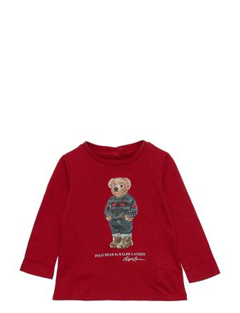 Polo Bear Cotton Jersey Long-Sleeve Tee Red Ralph Lauren Baby