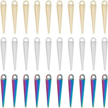 30 stk. 3 farver kegleformede charms pigge perler vedhæng hiphop punk øreringe charms lange stang kugle vedhæng