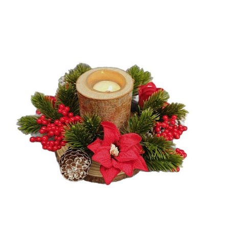 Blomstrete lysmansjetter til jul (2-pakning), egnet for kronelys.