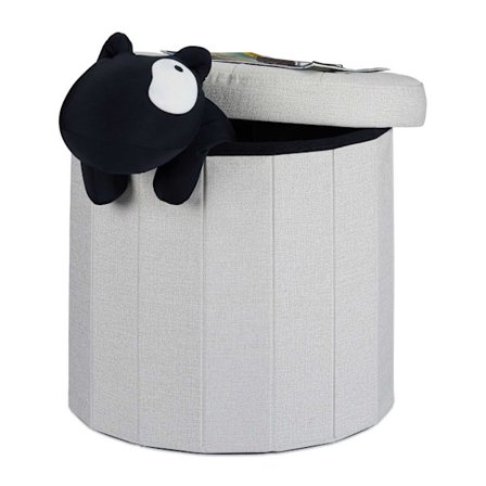 Taburet med opbevaringsplads str. L rund