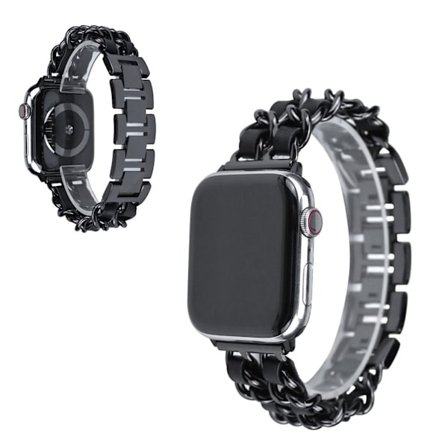 Apple Watch Series 5 40mm elegant patterned watch band - Black