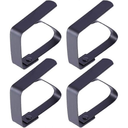 Dugclips Justerbare Dugclips i Rustfrit Stål Dækkeservietclips til Banket Bryllup Picnic Hotel Hjem (Sort) 4 stk. [DB]