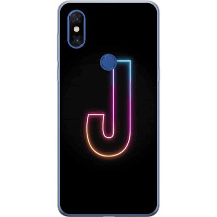 Kompatibelt Mobildeksel til Xiaomi Xiaomi Mi Mix 3 Minimalistisk neonbokstav J i fargeskiftende lys mot svart bakgrunn