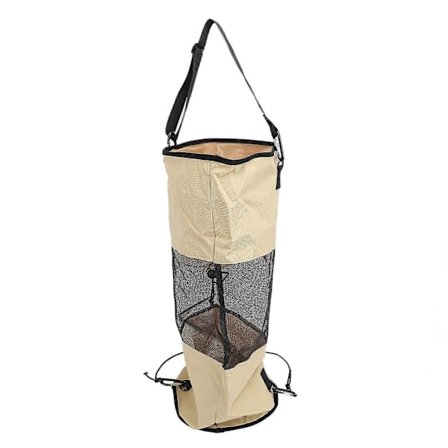 Båd Affaldspose Nylon Mesh Genanvendelig Bærbar Båd Affaldsbeholder med Snor til Udendørs Kyst Khaki PMG
