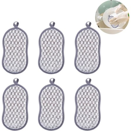 Kaksipuolinen tiskisieni, uudelleenkäytettävä, pestävä sieni 16×9cm – Naarmuttamaton sieni keittiöön, kylpyhuoneeseen ja herkille pinnoille – 6 kpl