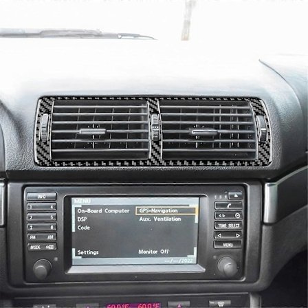 BMW 5-sarjalle E39 1998-2003 Pehmeä hiilikuitu keskikonsolin ilmastointiaukon kehys peite koristelista sisätila A