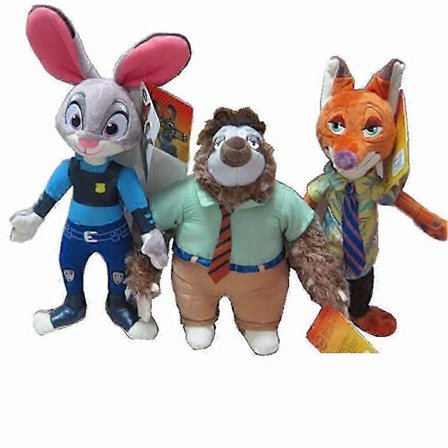 3 stk. Zootopia Plyslegetøj, Judy Hopps og Nick Wilde Dukker, 25-26 cm Bløde Tøjdyr Tegneserie Plysfigurer til Børn