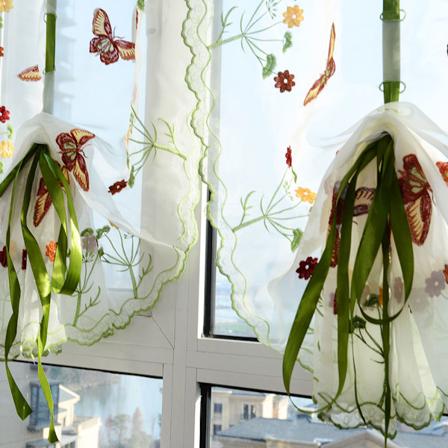 Polyester Vinduesgardin Valancer Voile Soveværelse Stue Dekoration (L)