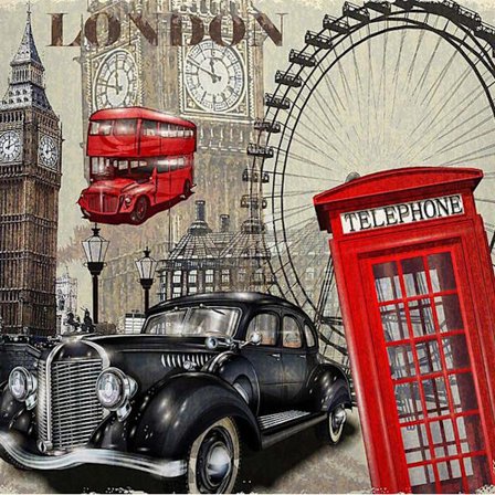 30 x 40 cm, svart klassisk bil Diamond Painting Broderi Diamant