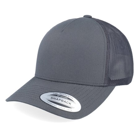 Yupoong - Grå trucker Caps - Retro Dark Grey A-Frame Trucker @ Hatstore