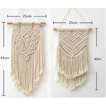 2 kappaletta makramee seinävaatteita - Pieni taide, kudottu seinävaate, boho-taide, kodin sisustus - Litteä