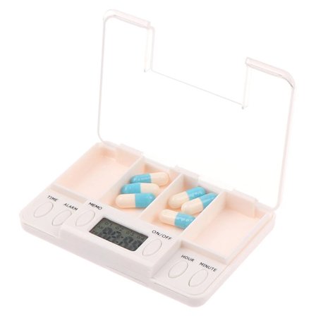1 stk. Bærbar 2/4 Rutenett Smart Elektronisk Tidsstyrt Pilleboks Alarm Timer Pillepåminnelse Oppbevaringsboks for Utendørs Reise