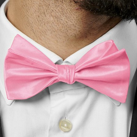 Papion self-tie strălucitor simplu, roz pentru bărbați - Papioane self-tie